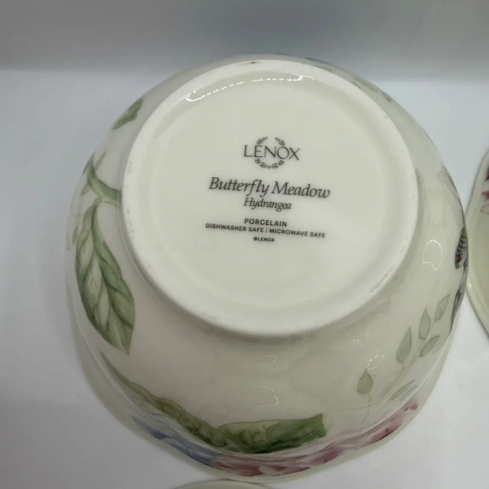 Set of 4 Lenox Butterfly Meadow‎ Hydrangea Bowls Porcelain Floral Butterfly 5.5